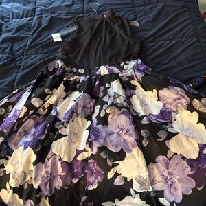 SLNY Black and Purple Floral Dress brand new Never Worn